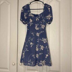 Altar'd State Navy Floral Puff Sleeve Dress